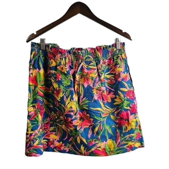 J.Crew floral linen blend multicolor stretch waist skirt size14 - Picture 10 of 12